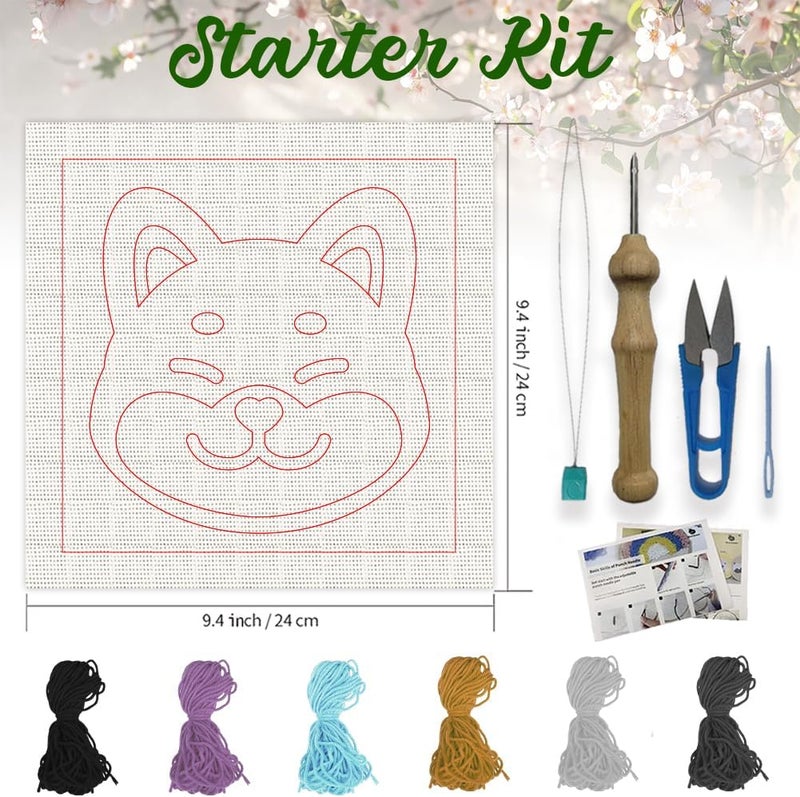 ORIGACH 2 Set Embroidery Punch Needle Kit with Frame, Puppy Dog Needle Punching Kit with Patterns, Threads, Tools & Instructions for Beginners & Adults, DIY Wall Hanging Decor - Image 2